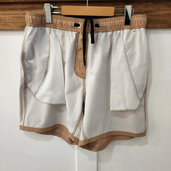 HVIII Brand Goods Board Shorts Tan Mens Size XXL Drawstring Flat Front - Picture 4 of 10